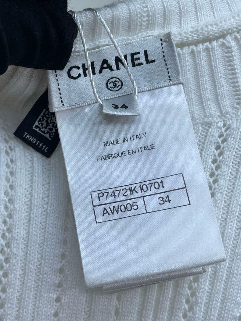Chanel Chanel White Logo Knit Short Sleeve Top Size S / US 4 / IT 40 - 6 Thumbnail
