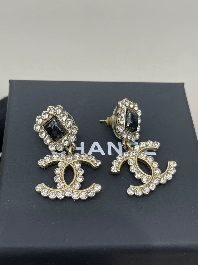 Chanel CHANEL Full Diamond Double C Earrings Size ONE SIZE - 2 Thumbnail
