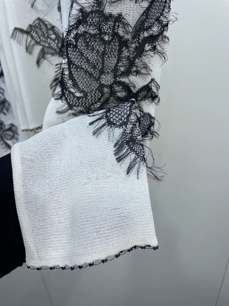 Dior Dior Black and White Rose Lace Knit Sweater Size M / US 6-8 / IT 42-44 - 5 Thumbnail