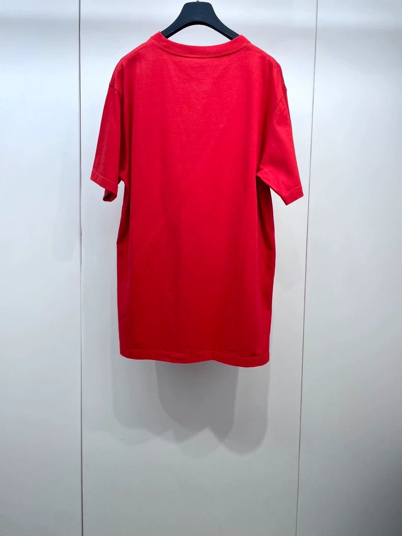 Dior Dior Red Embroidered Cotton Short Sleeve T-shirt Size L / US 10 / IT 46 - 2 Thumbnail