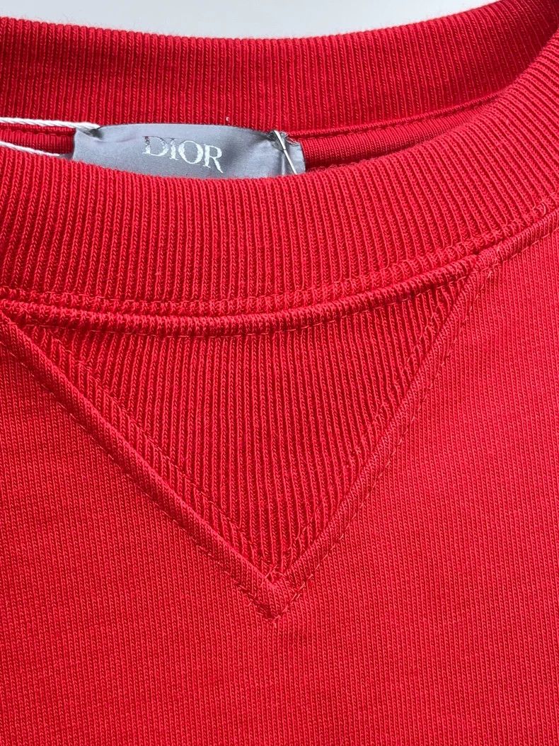 Dior Dior Red Embroidered Cotton Short Sleeve T-shirt Size L / US 10 / IT 46 - 4 Thumbnail