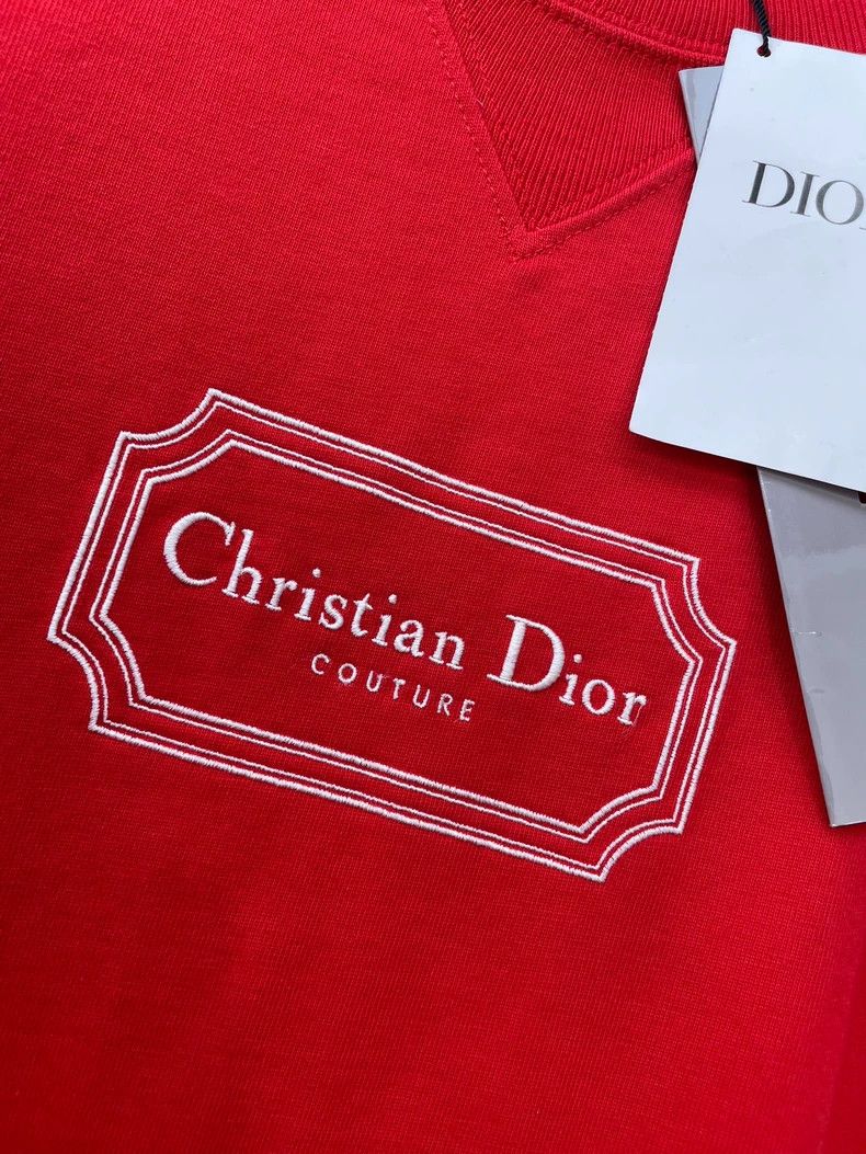 Dior Dior Red Embroidered Cotton Short Sleeve T-shirt Size L / US 10 / IT 46 - 3 Thumbnail