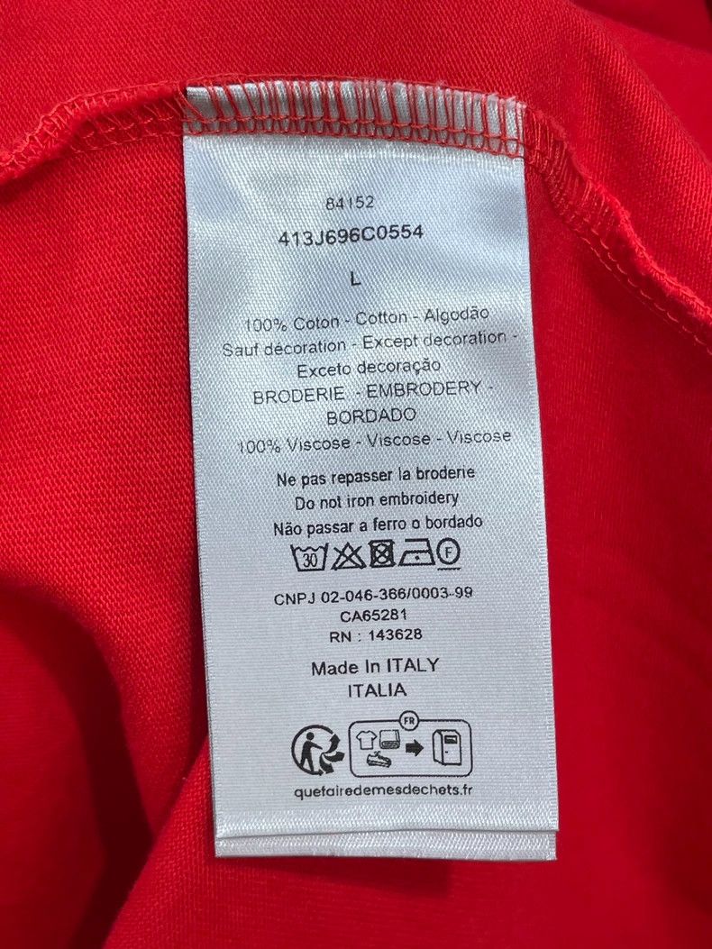 Dior Dior Red Embroidered Cotton Short Sleeve T-shirt Size L / US 10 / IT 46 - 7 Thumbnail