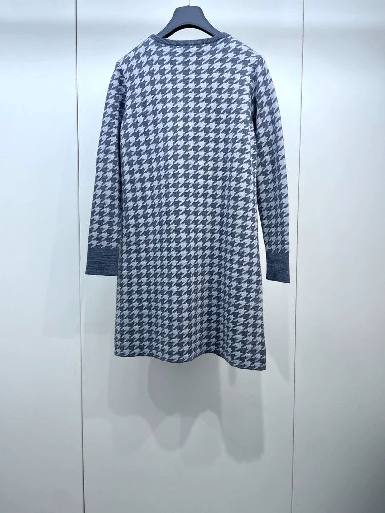Dior Dior Gray Houndstooth Knit Dress Size M / US 6-8 / IT 42-44 - 2 Thumbnail