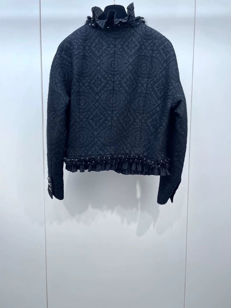 Chanel Black Ruffle Detail Velvet Jacket Size M / US 6-8 / IT 42-44 - 2 Thumbnail