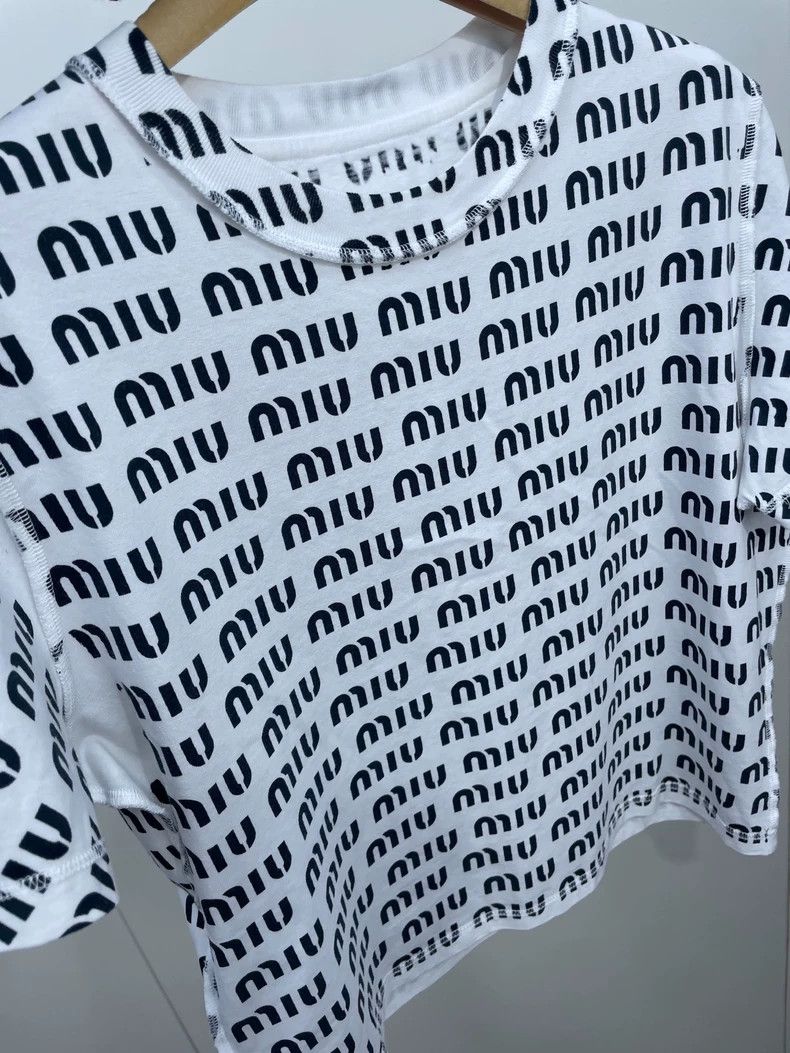 Prada Miu Miu Black and White Graphic T-Shirt Size M / US 6-8 / IT 42-44 - 4 Thumbnail
