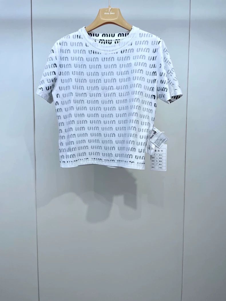 Prada Miu Miu Black and White Graphic T-Shirt Size M / US 6-8 / IT 42-44 - 5 Thumbnail