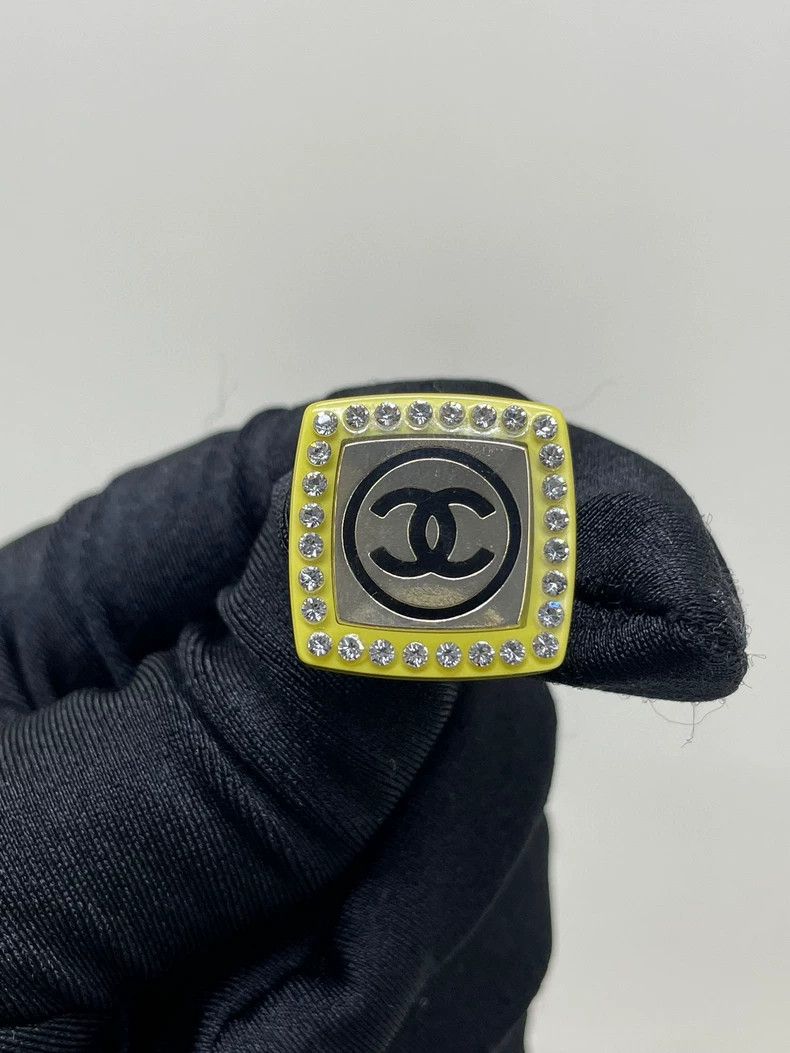 Chanel Chanel Acrylic Square Stud Earrings with Diamonds Size ONE SIZE - 4 Thumbnail
