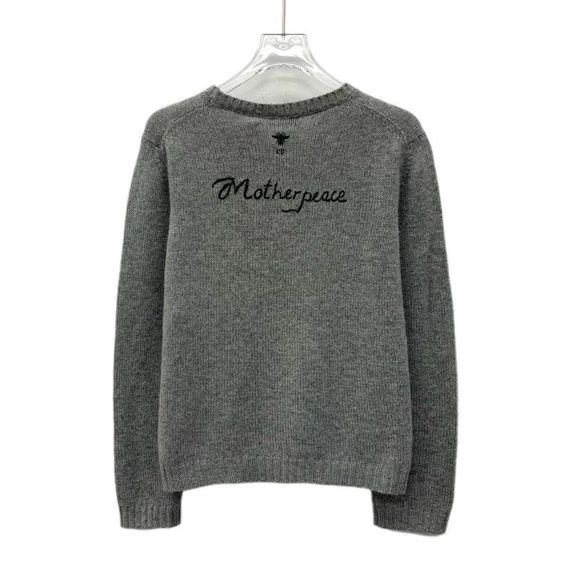 Dior Christian Dior Gray Knit Sweater with Embroidery Size S / US 4 / IT 40 - 2 Thumbnail