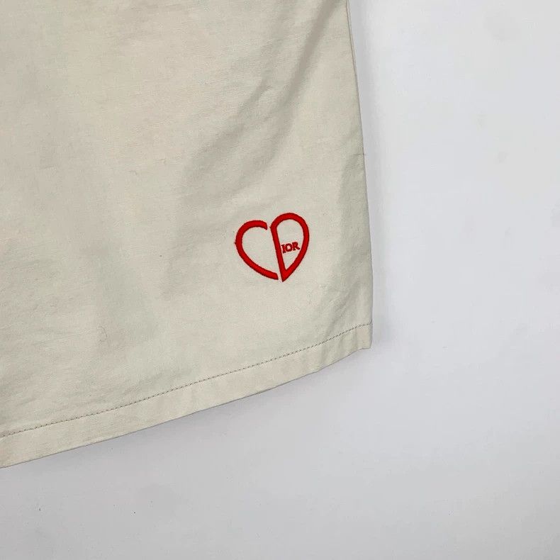 Dior Dior Beige Heart Embroidered Denim Shorts Size 31" - 4 Thumbnail