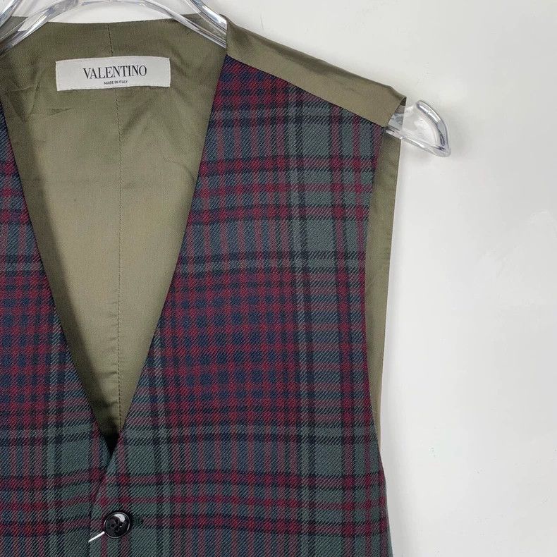 Valentino Valentino Plaid V-Neck Wool Vest Size 46 Size L / US 10 / IT 46 - 3 Thumbnail