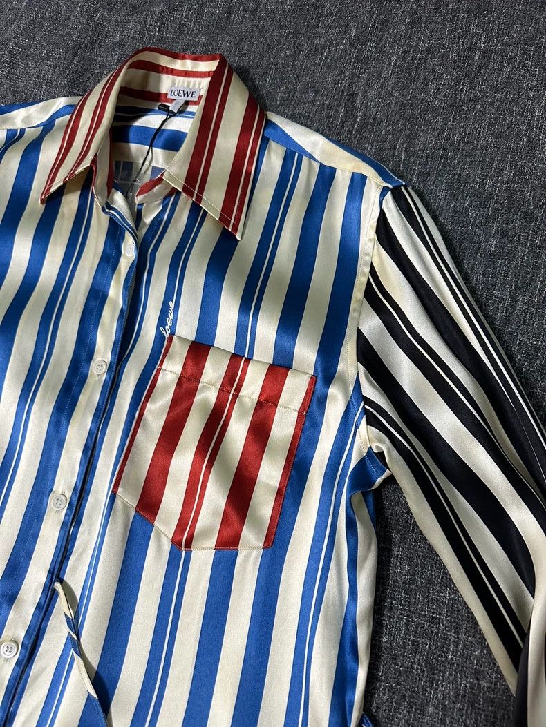 Loewe Blue and White Striped Silk Dress Size S / US 4 / IT 40 - 2 Thumbnail