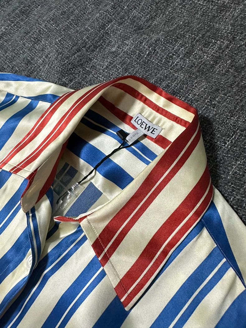 Loewe Blue and White Striped Silk Dress Size S / US 4 / IT 40 - 3 Thumbnail