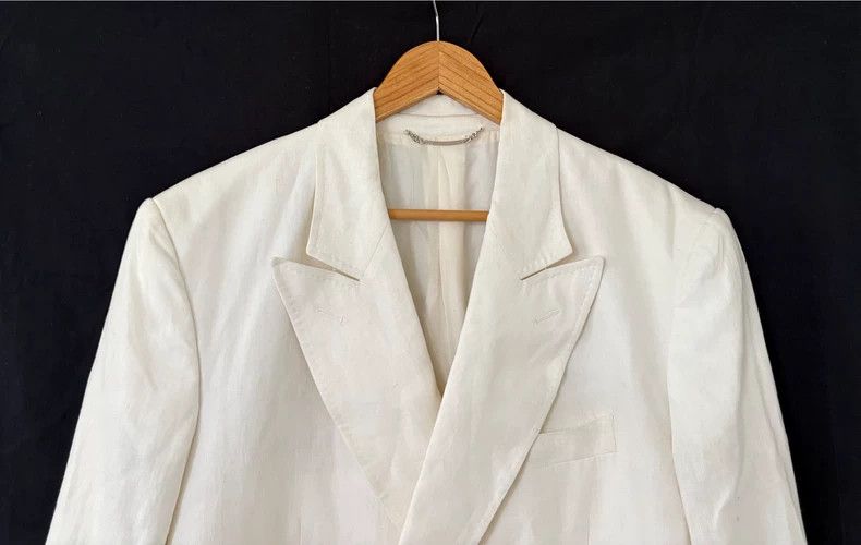 Dolce & Gabbana White Linen Double Breasted Suit Jacket Size M / US 6-8 / IT 42-44 - 3 Thumbnail