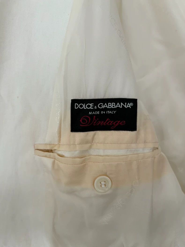 Dolce & Gabbana White Linen Double Breasted Suit Jacket Size M / US 6-8 / IT 42-44 - 8 Thumbnail