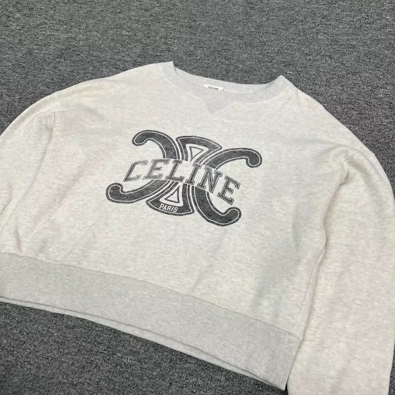 Celine Celine Logo Pullover Sweatshirt in Gray Size S / US 4 / IT 40 - 4 Thumbnail