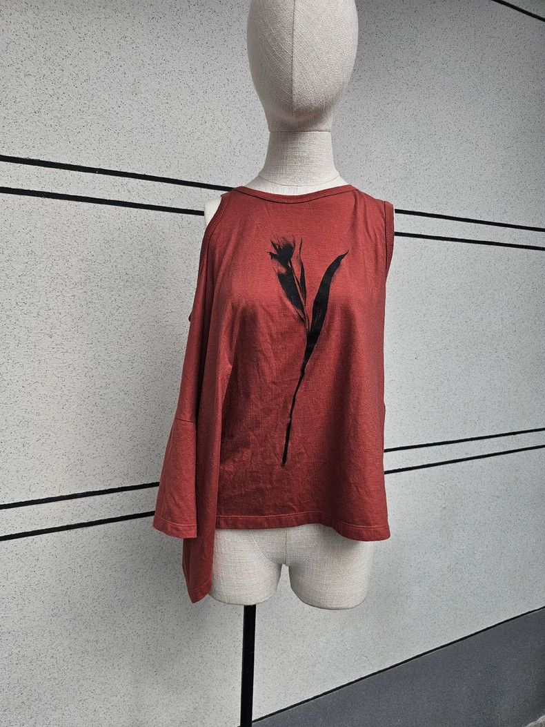 Ann Demeulemeester Asymmetrical Red Women's T-Shirt Size M / US 6-8 / IT 42-44 - 3 Thumbnail