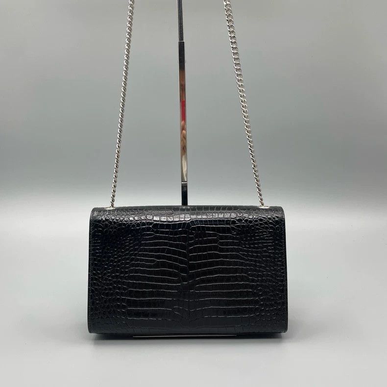 Yves Saint Laurent YSL Black Silver Crocodile Pattern Crossbody Bag Size ONE SIZE - 2 Thumbnail