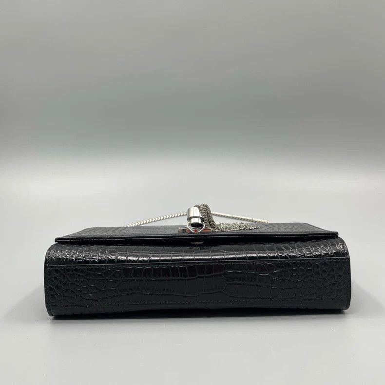 Yves Saint Laurent YSL Black Silver Crocodile Pattern Crossbody Bag Size ONE SIZE - 5 Thumbnail