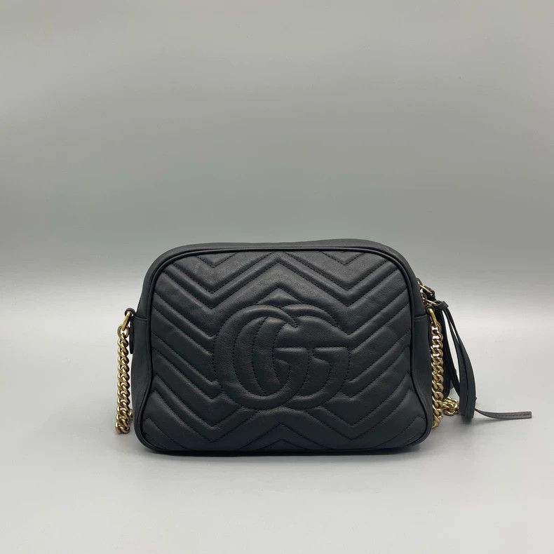 Gucci Gucci Marmont Black Gold Chain Crossbody Bag Size ONE SIZE - 2 Thumbnail