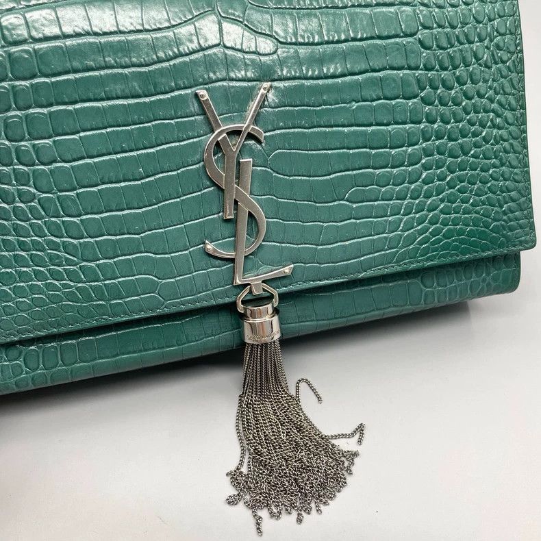 Yves Saint Laurent YSL Crocodile Print Chain Bag with Tassel Size ONE SIZE - 6 Thumbnail