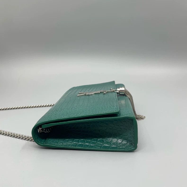 Yves Saint Laurent YSL Crocodile Print Chain Bag with Tassel Size ONE SIZE - 3 Thumbnail