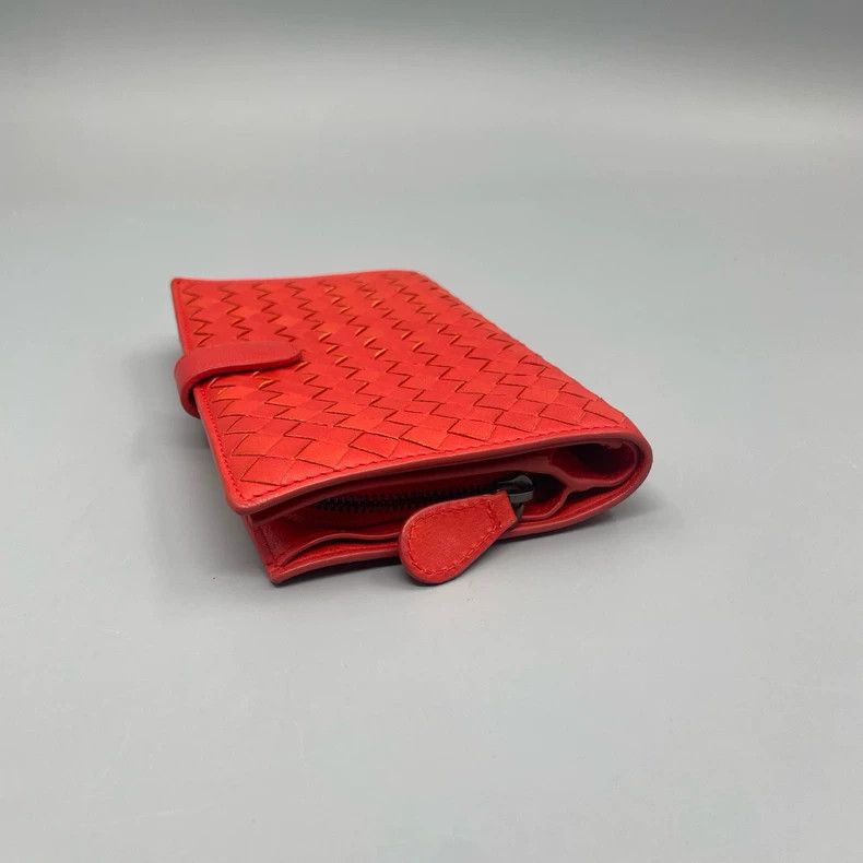 Bottega Veneta BV Leather Woven Wallet A391 Red Size ONE SIZE - 4 Thumbnail