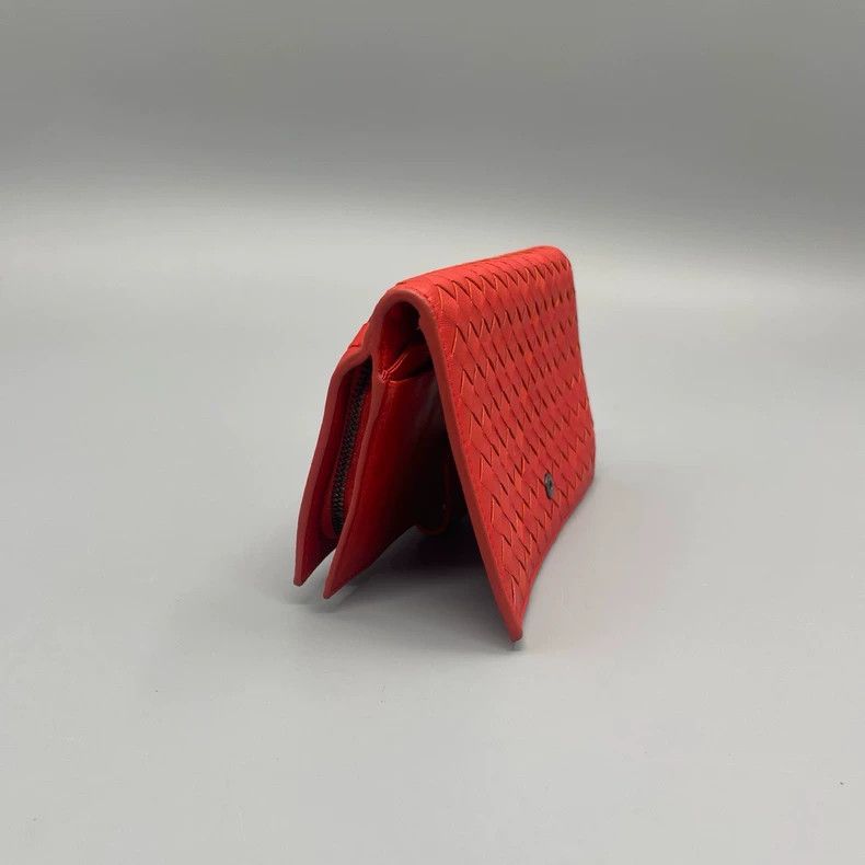 Bottega Veneta BV Leather Woven Wallet A391 Red Size ONE SIZE - 6 Thumbnail