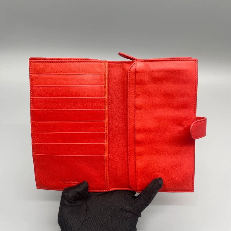 Bottega Veneta BV Leather Woven Wallet A391 Red Size ONE SIZE - 7 Thumbnail
