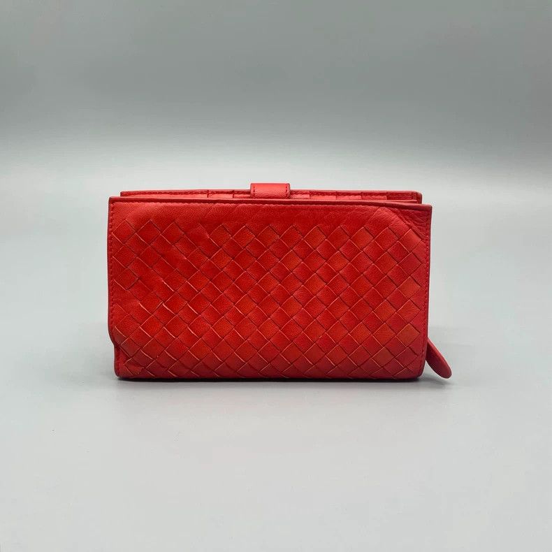 Bottega Veneta BV Leather Woven Wallet A391 Red Size ONE SIZE - 2 Thumbnail