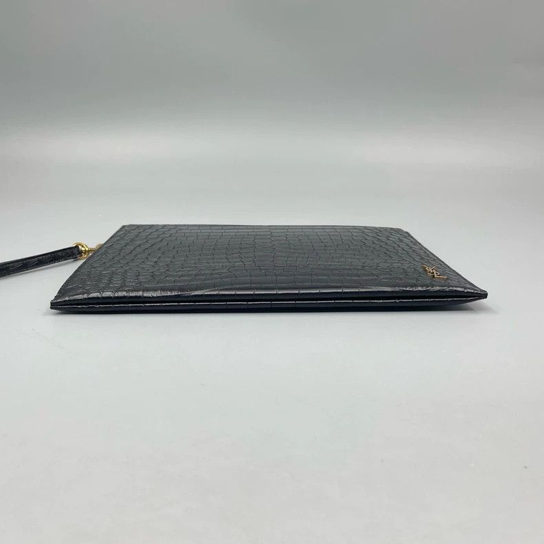 Yves Saint Laurent YSL Crocodile Texture Clutch Bag Size ONE SIZE - 3 Thumbnail