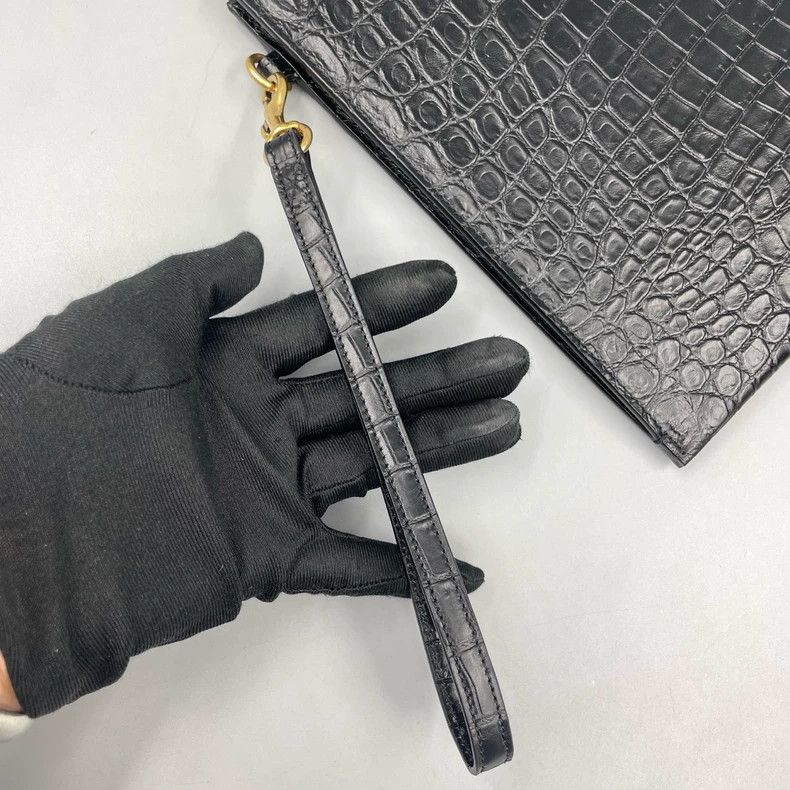 Yves Saint Laurent YSL Crocodile Texture Clutch Bag Size ONE SIZE - 7 Thumbnail