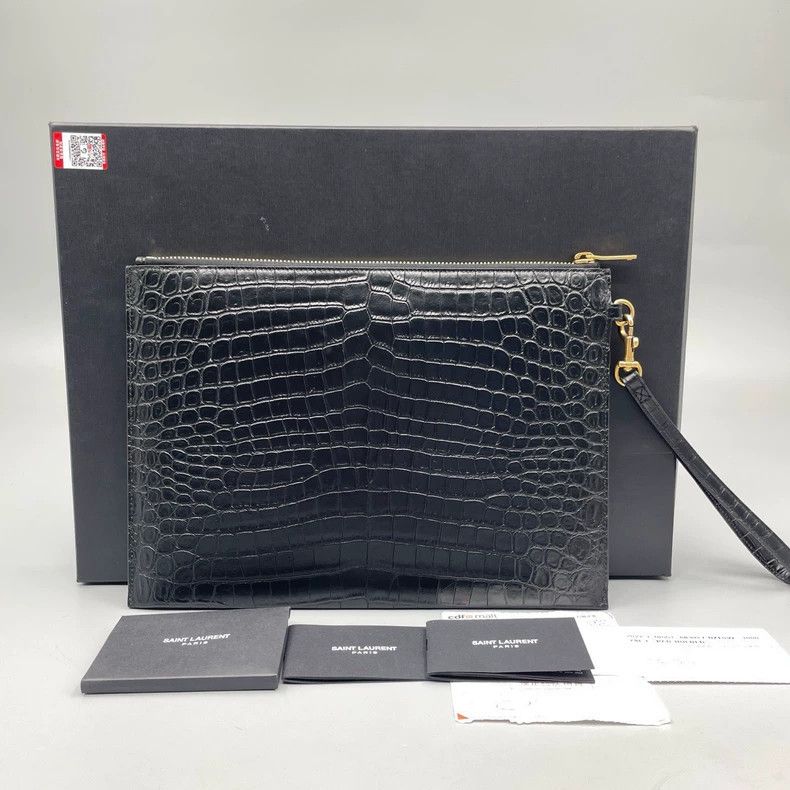 Yves Saint Laurent YSL Crocodile Texture Clutch Bag Size ONE SIZE - 2 Thumbnail
