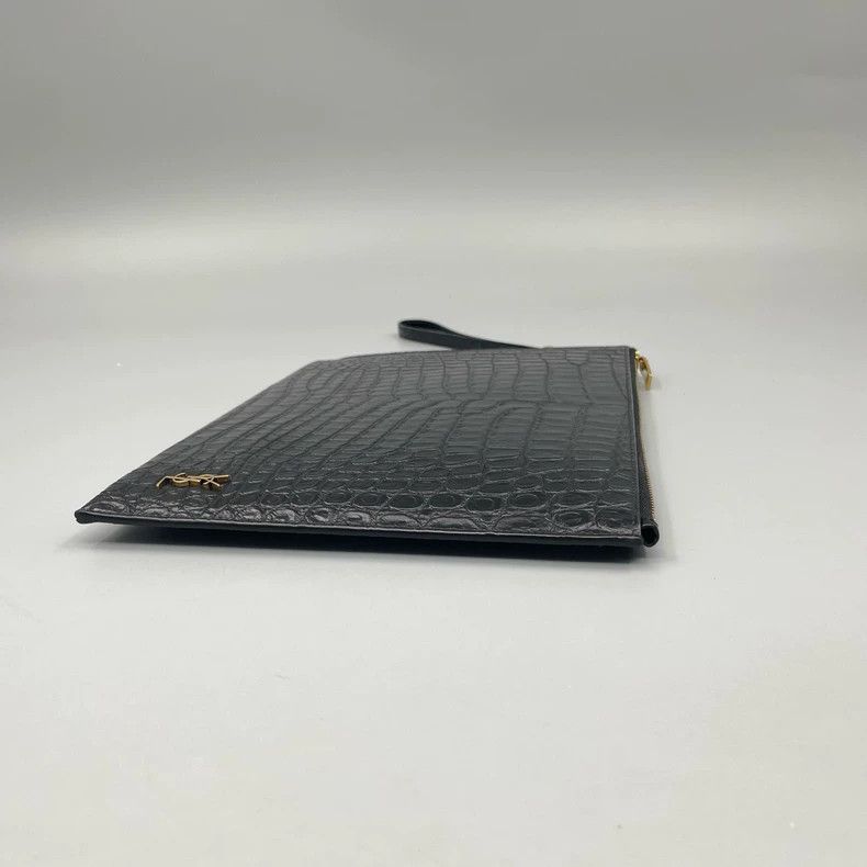 Yves Saint Laurent YSL Crocodile Texture Clutch Bag Size ONE SIZE - 5 Thumbnail