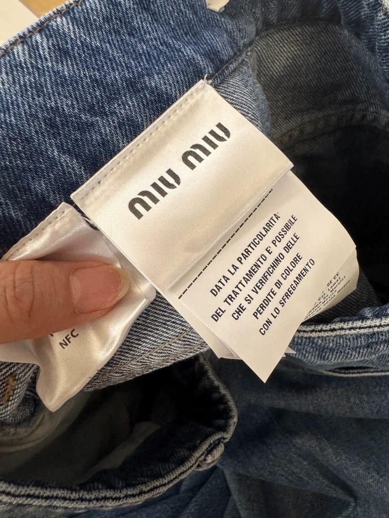 Prada Miumiu Classic Oversized Denim Wide-Leg Pants Size 34" / US 12 / IT 48 - 6 Thumbnail