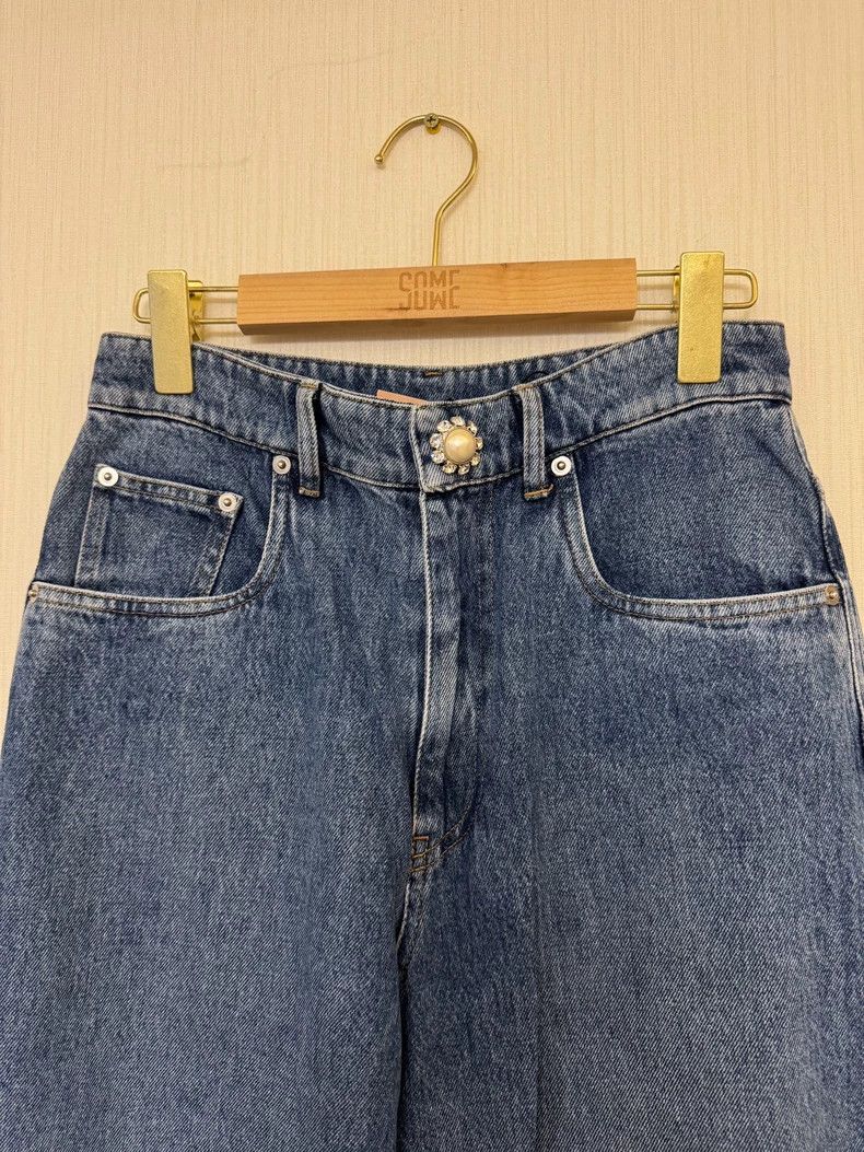 Prada Miumiu Classic Oversized Denim Wide-Leg Pants Size 34" / US 12 / IT 48 - 5 Thumbnail