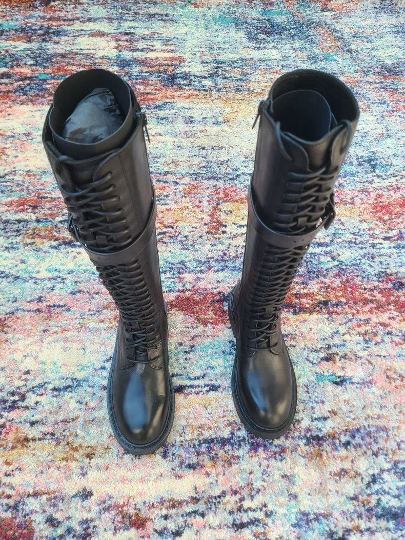 Ann Demeulemeester Ann Demeulemeester Women's Black Lace-Up Boots Size US 5 / IT 35 - 2 Thumbnail