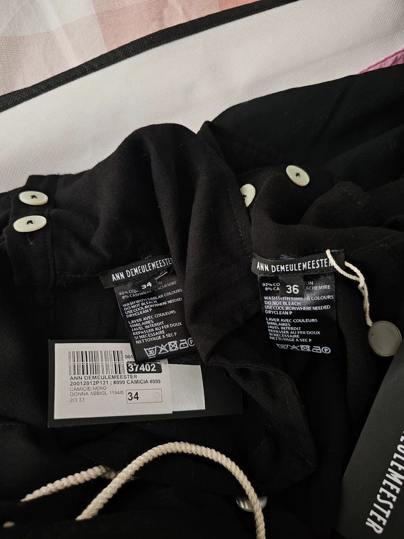 Ann Demeulemeester Unisex Black Button-Up Shirt with Lace Size M / US 6-8 / IT 42-44 - 7 Thumbnail