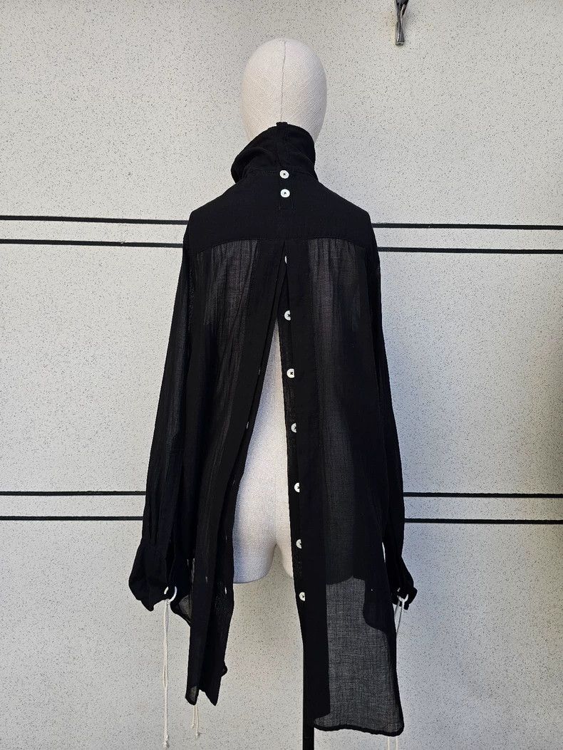 Ann Demeulemeester Unisex Black Button-Up Shirt with Lace Size M / US 6-8 / IT 42-44 - 5 Thumbnail