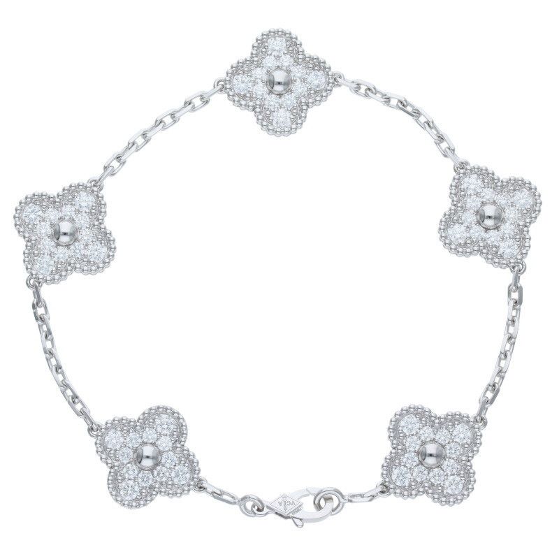 K18WG 5P Diamond Bracelet Vintage Alhambra VCARA41500