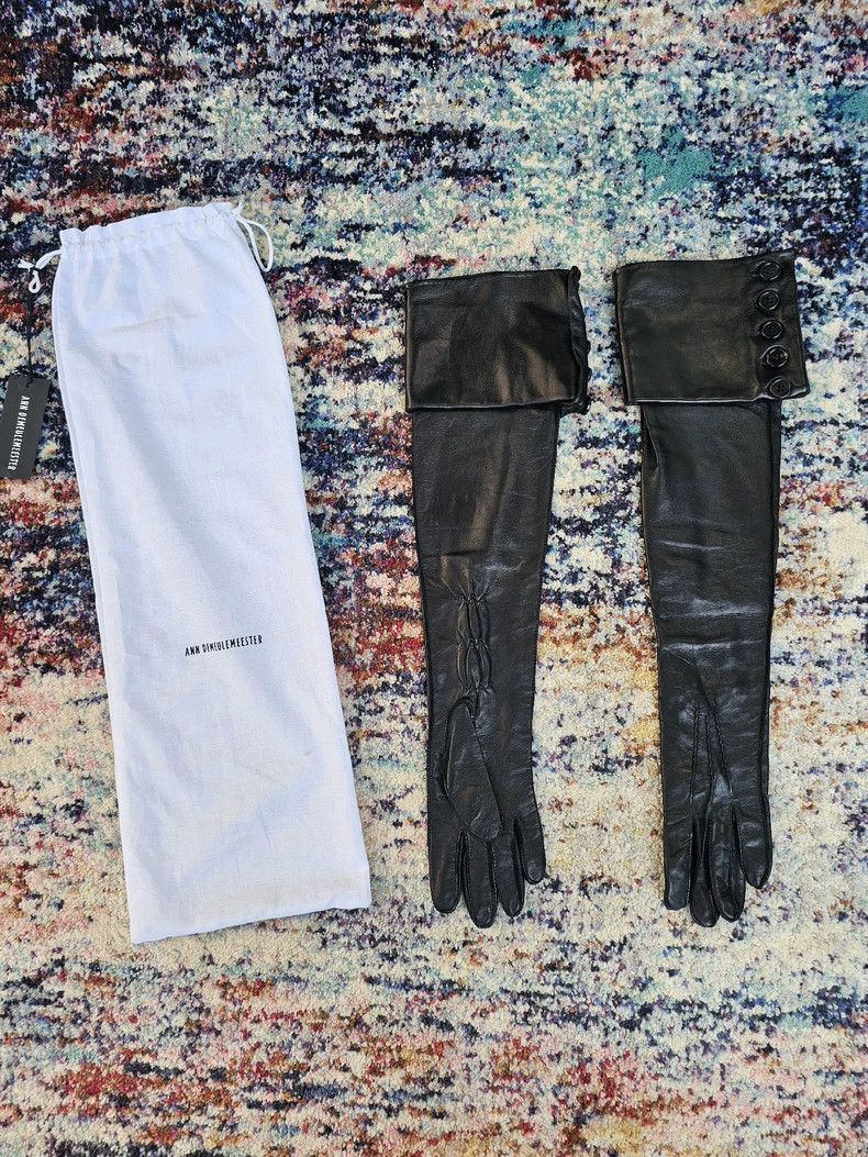 Ann Demeulemeester Ann Demeulemeester Black Leather Gloves Size ONE SIZE - 2 Thumbnail