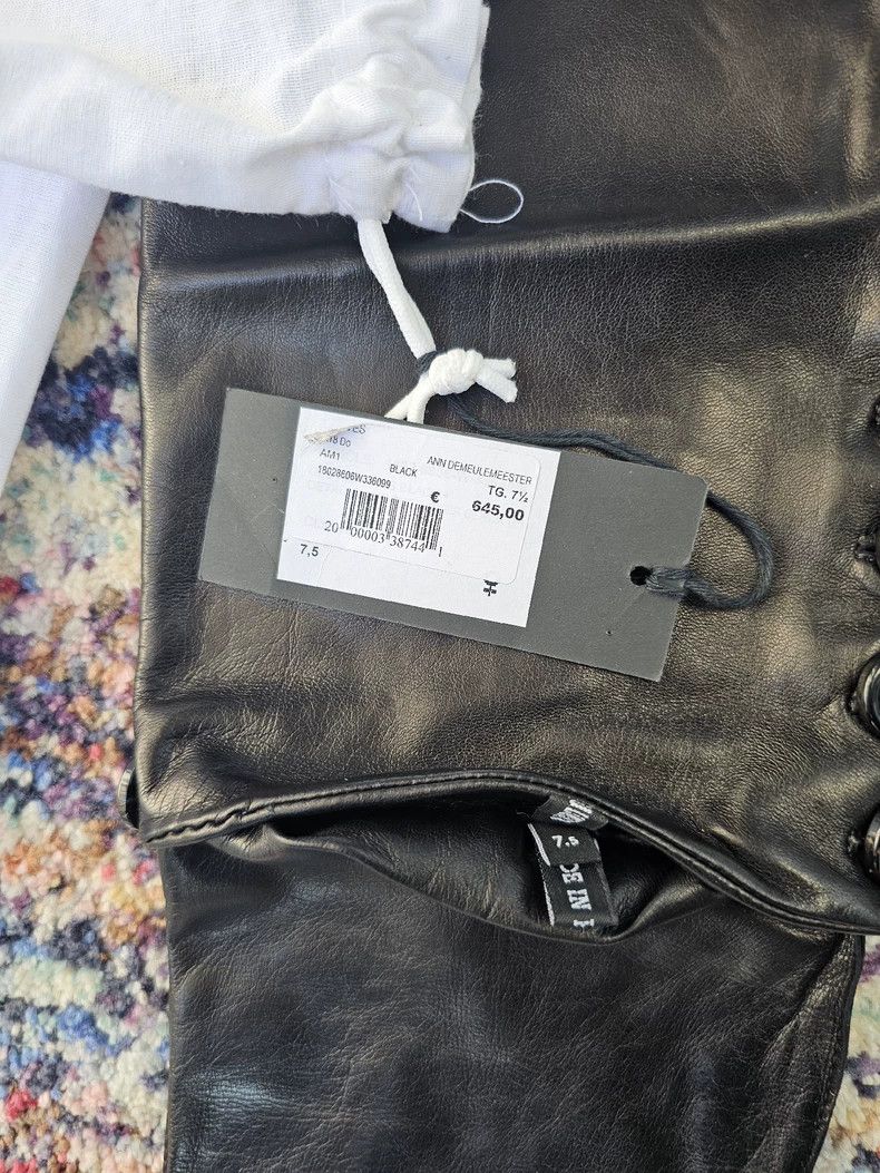 Ann Demeulemeester Ann Demeulemeester Black Leather Gloves Size ONE SIZE - 6 Thumbnail