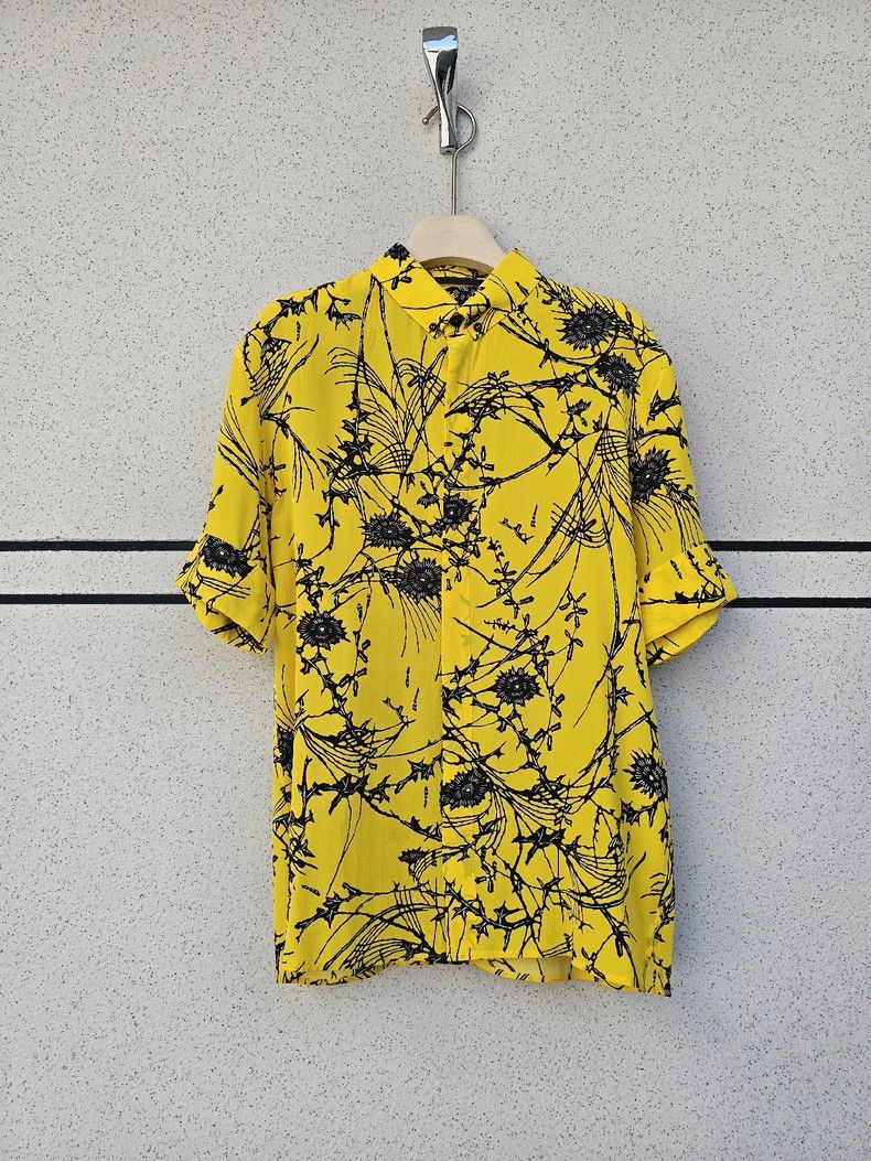 Haider Ackermann Haider Ackermann Yellow Silk Shirt with Flowers Size M / US 6-8 / IT 42-44 - 2 Thumbnail