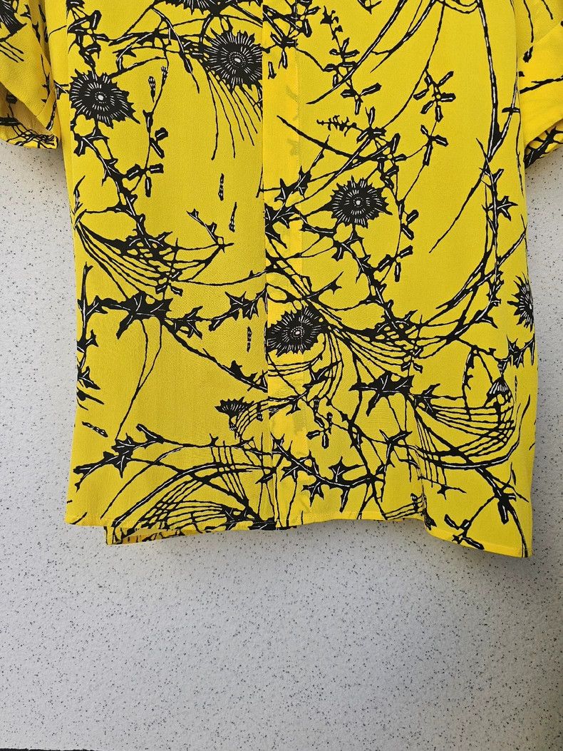 Haider Ackermann Haider Ackermann Yellow Silk Shirt with Flowers Size M / US 6-8 / IT 42-44 - 4 Thumbnail
