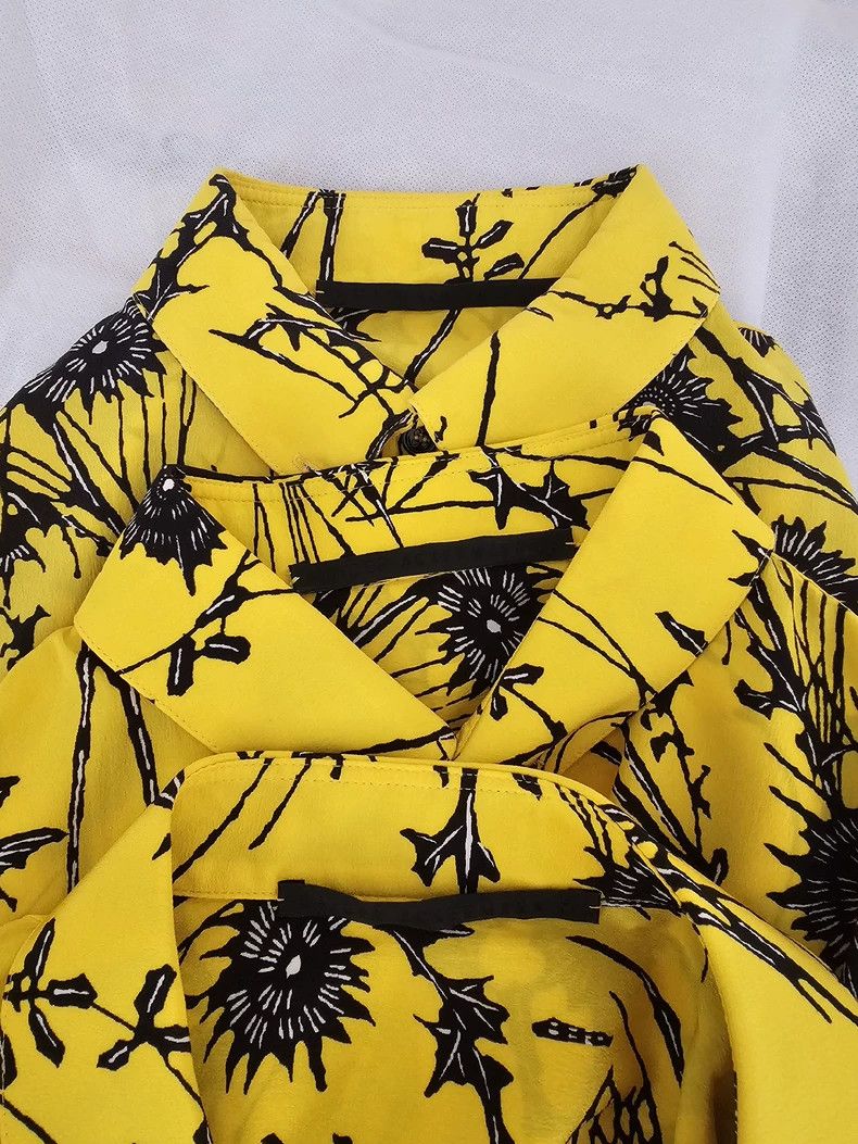 Haider Ackermann Haider Ackermann Yellow Silk Shirt with Flowers Size M / US 6-8 / IT 42-44 - 5 Thumbnail