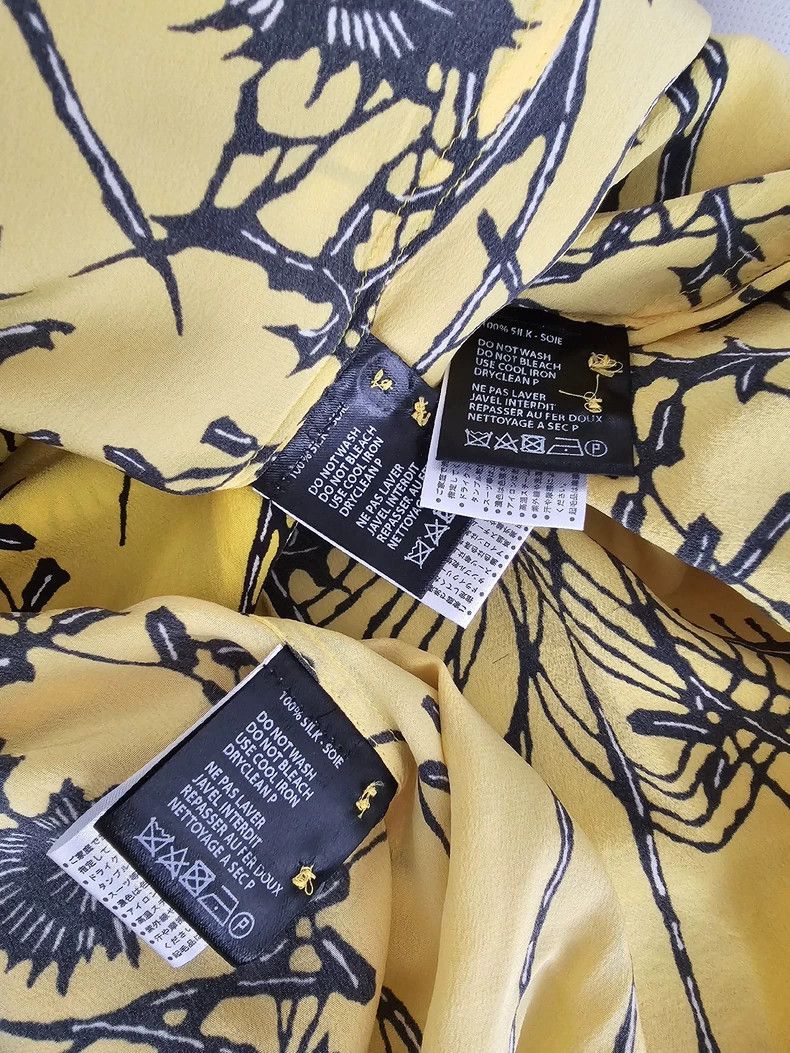 Haider Ackermann Haider Ackermann Yellow Silk Shirt with Flowers Size M / US 6-8 / IT 42-44 - 7 Thumbnail