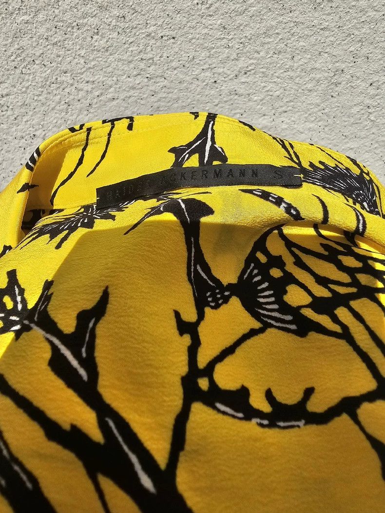 Haider Ackermann Haider Ackermann Yellow Silk Shirt with Flowers Size M / US 6-8 / IT 42-44 - 6 Thumbnail
