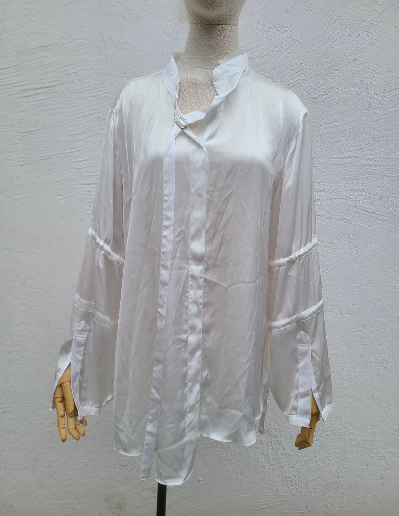 Ann Demeulemeester Ann Demeulemeester White Silk Blend Shirt Size M / US 6-8 / IT 42-44 - 2 Thumbnail