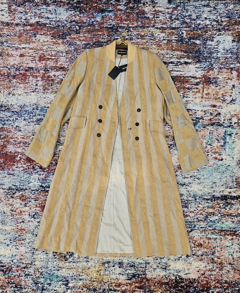 Ann Demeulemeester Striped Linen Silk Blend Duster Coat Size M / US 6-8 / IT 42-44 - 2 Thumbnail