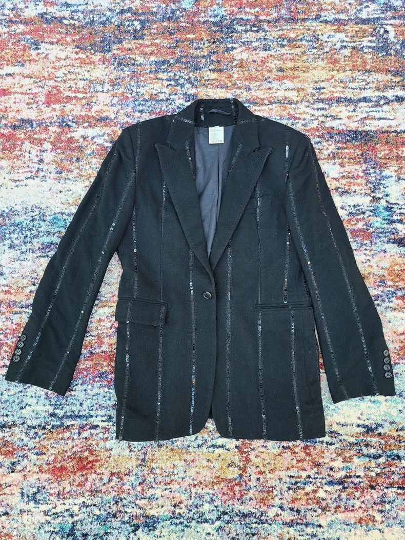 Ann Demeulemeester Ann Demeulemeester Sequined Wool Blazer Size L / US 10 / IT 46 - 2 Thumbnail